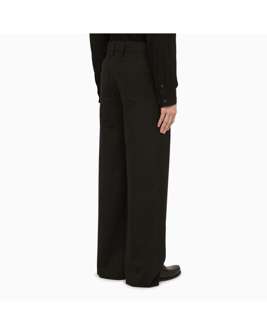 Séfr Black Wool-blend Wide Trousers for men