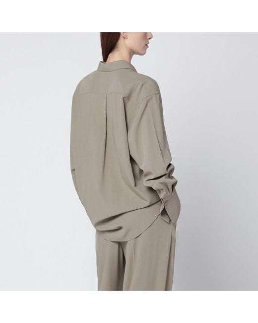 Totême Gray Taupe Wool-Blend Shirt