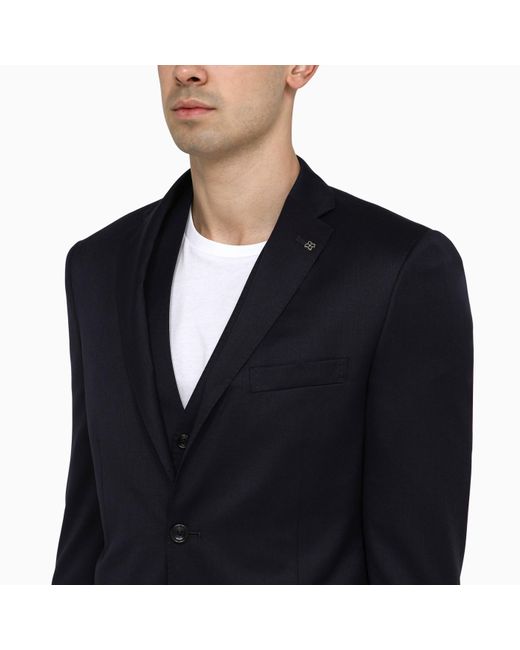 Tagliatore Black Single-breasted Navy Wool Suit for men