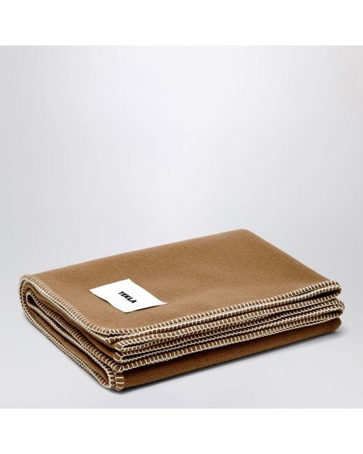 Tekla Brown Lambswool Blanket for men