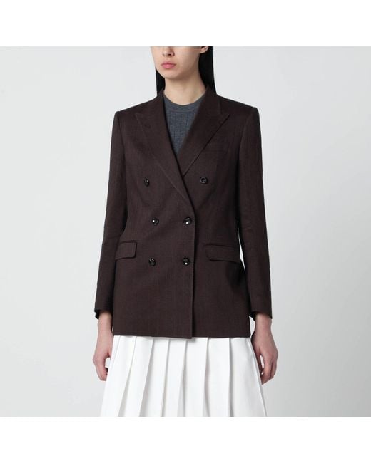 Tagliatore Black Linenblend Doublebreasted Jacket