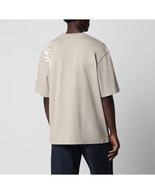 Off-White c/o Virgil Abloh Natural Cotton Crew-Neck T-Shirt With Printed Logo for men