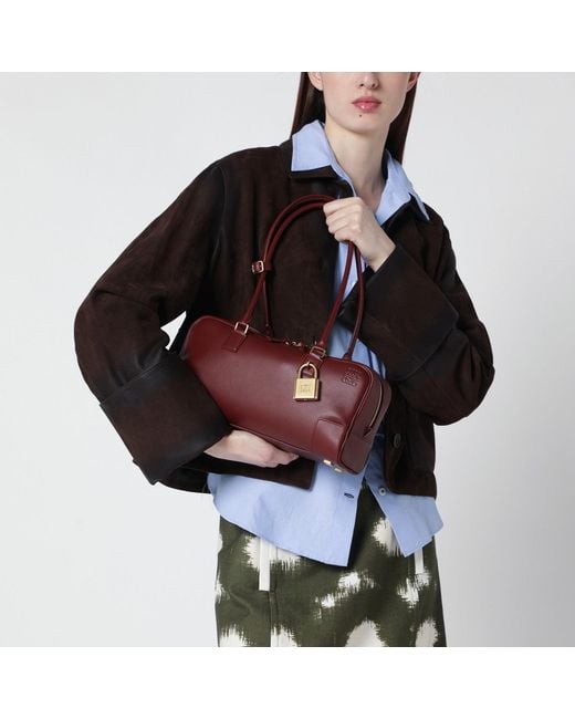 Loewe Purple Amazona 31 Cropped Bag In Mahogany Leather