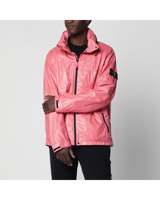 Stone Island Pink Geranium Glossy Nylon Jacket for men