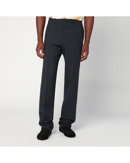 Prada Blue Anthracite Wool Trousers for men