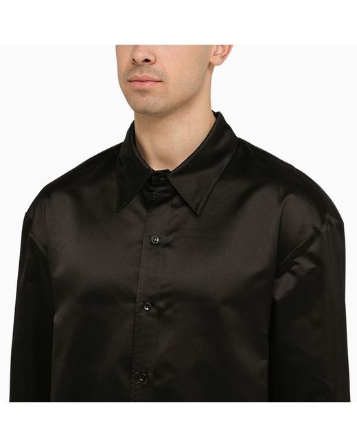 Camicia nera in seta di Saint Laurent in Black da Uomo