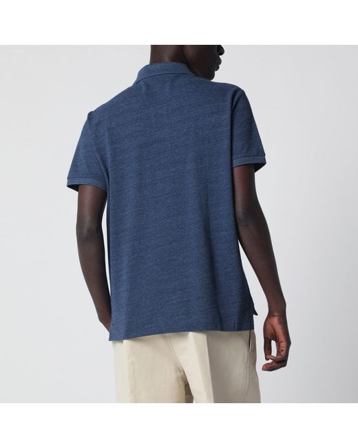 Polo Ralph Lauren Blue Mélange Cotton Custom Slim-Fit Polo Shirt for men