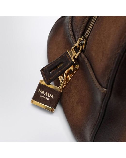 Bauletto bowling misura media color cacao di Prada in Brown