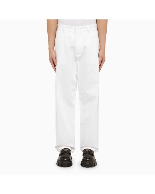 Prada White Cotton Trousers for men