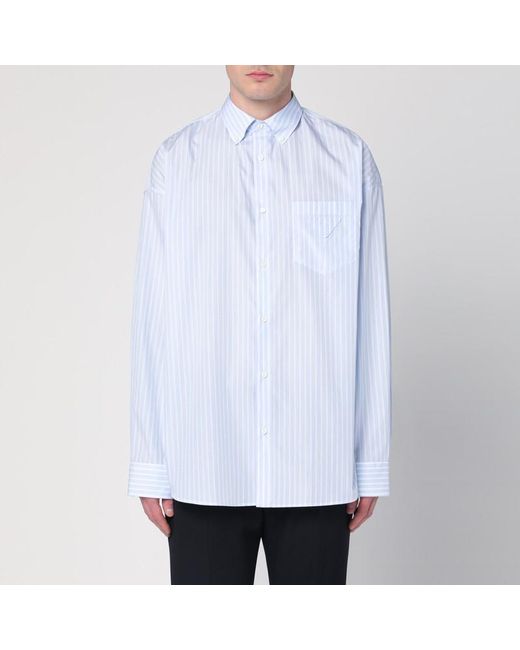 Prada White Button-down Striped Shirt In Cotton for men