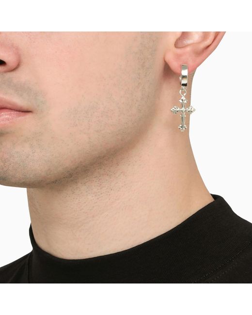 Silver cross deals earring mens