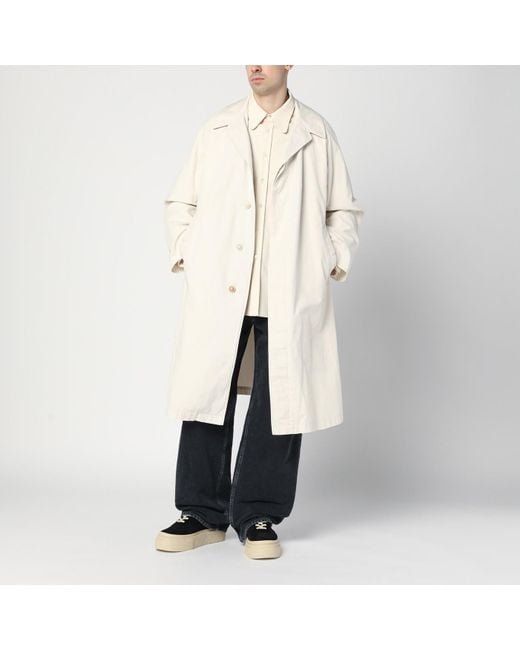 Maison Margiela Single-breasted Trench Coat Ivory In Cotton