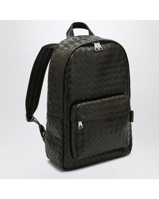 Bottega Veneta Mittelgroßer Khakifarbener Rucksack Mit Flechtmuster in Black für Herren
