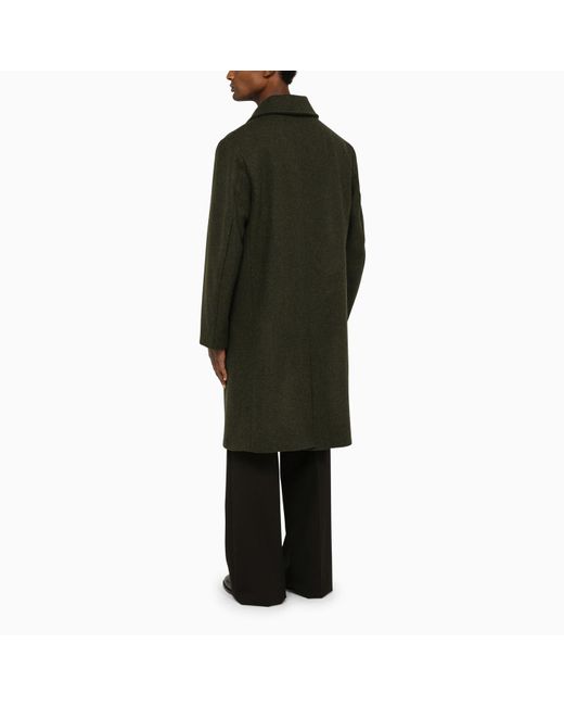 Doppiaa Green Double-breasted Military Wool Coat for men