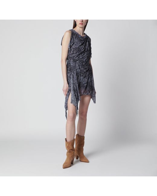 Isabel Marant Blue Asymmetrical Mini Dress Faded Night