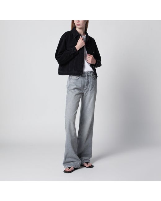 Anine Bing Black Quincy Cropped Denim Jacket