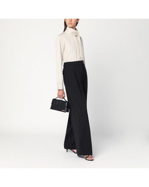 Patou White Striped Shirt With Scarf Collar