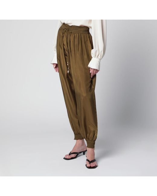 Zimmermann Green Silk Habotai Harem Pants
