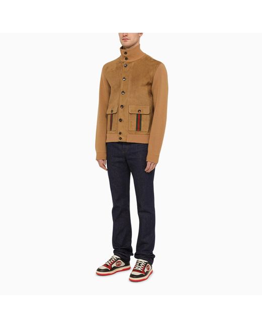 Gucci Natural Camel-coloured Suede And Wool Bomber Jacket for men