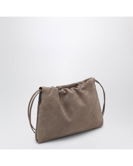 Brunello Cucinelli Brown Bc Duo Pouch Suede Bag With Monile Detail