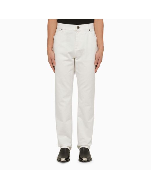 Balmain Regular White Cotton Trousers for men