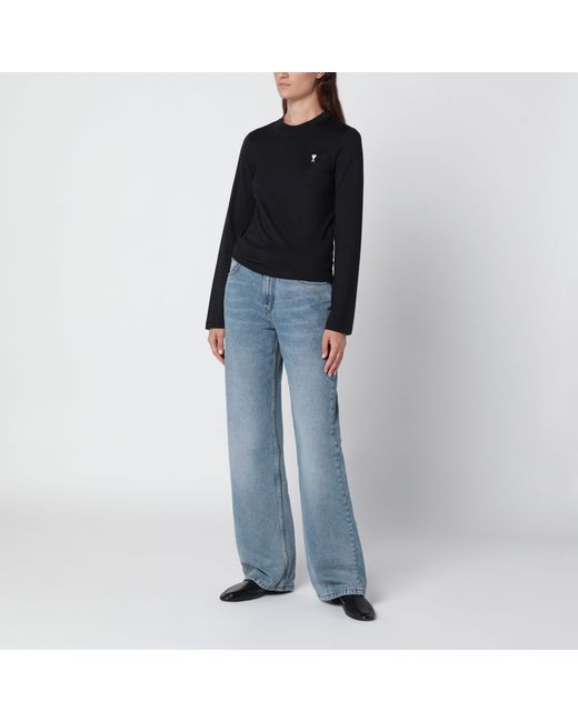 AMI Black Ami De Caur Cotton T-Shirt