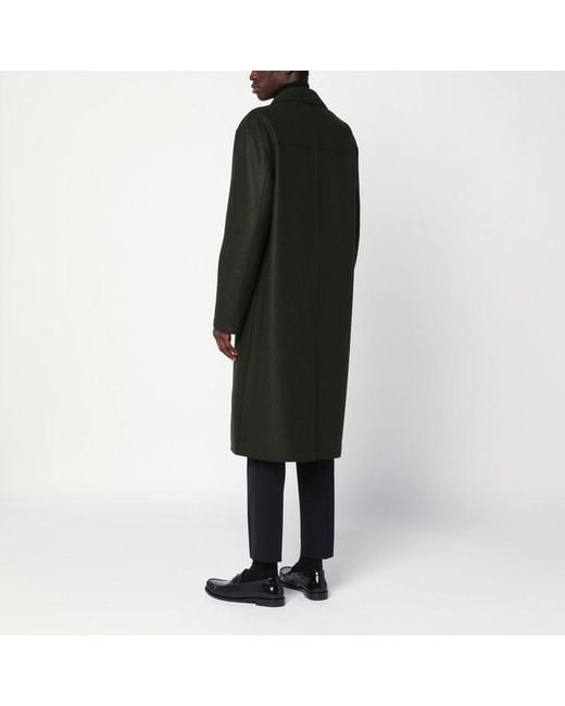 Cappotto monopetto color kaki in lana di Harris Wharf London in Black da Uomo