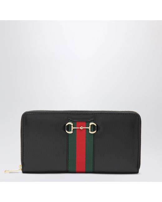 Gucci Black Horsebit Web Wallet