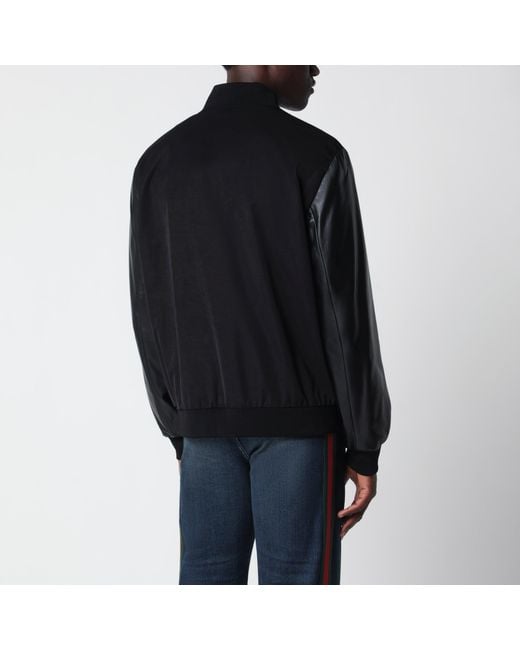 Gucci Black Fabric Bomber With Nappa Leather Sleeves for men