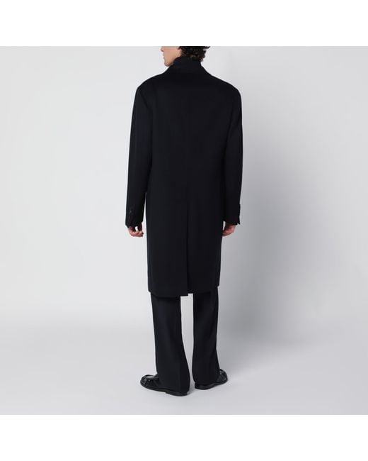 Tagliatore Black Double-Breasted Wool Coat for men