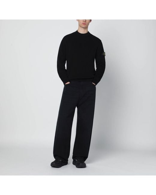 Stone Island Black Cotton Crew-Neck Sweater for men