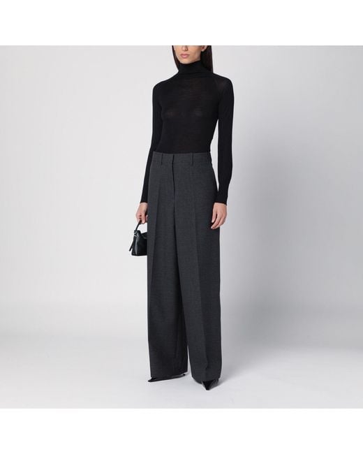 Givenchy Black Dark Wool Wide Trousers