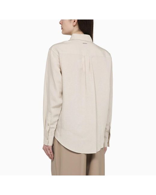Camicia beige in misto lino di Calvin Klein in Natural