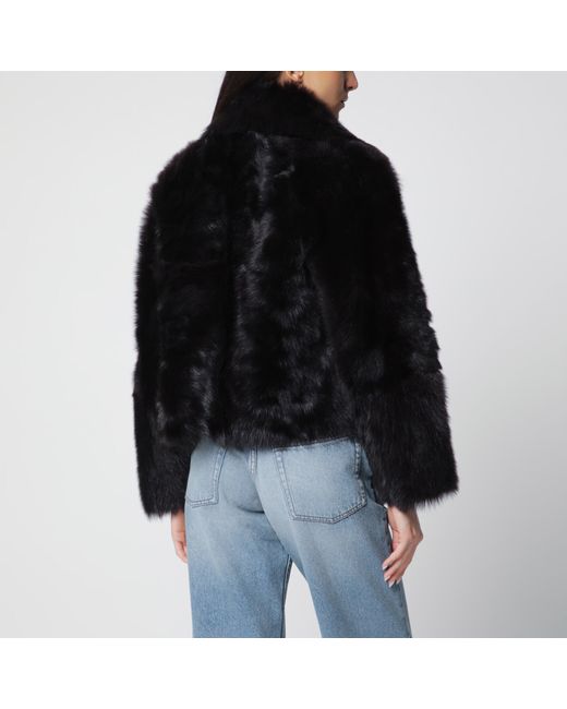 Blancha Black Short Chocolate Fur Jacket
