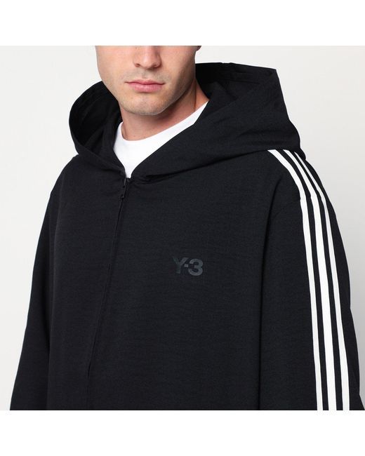 Y-3 Black 3 Stripes Zip/Cardigan for men