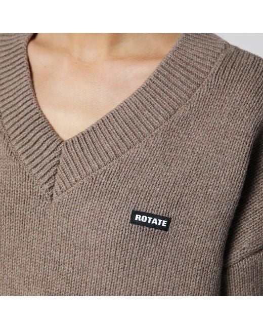 ROTATE BIRGER CHRISTENSEN Gray Wool And Cashmere V-Neck Sweater