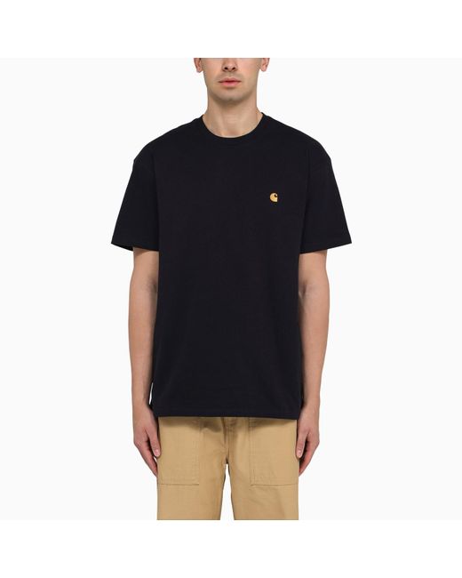 Carhartt Black S/s Chase Dark Navy Cotton T-shirt for men