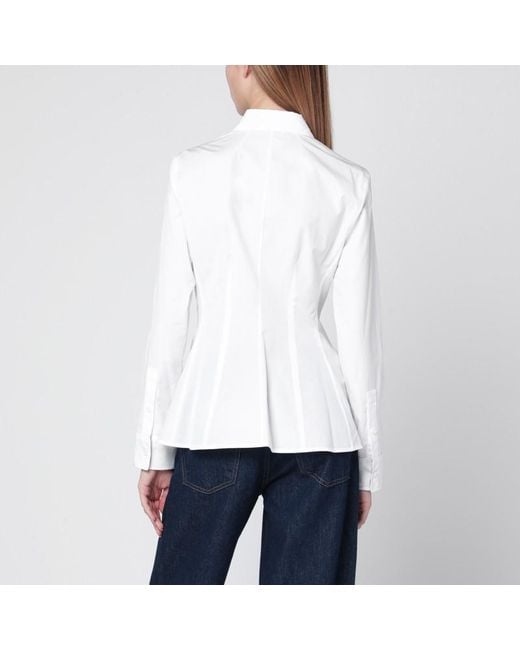 Camicia bianca in cotone con vestibilità slim di Burberry in White