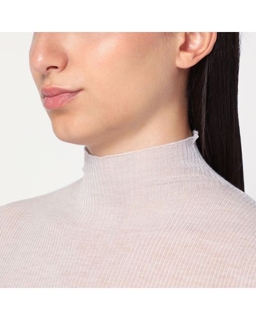 6397 White Ivory Semi Sheer Turtleneck