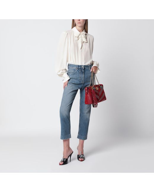 Valentino Blue Medium Jeans With Vpatch Detail On The Back
