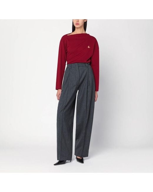 Maglia asimmetrica rosso mattone con logo orb di Vivienne Westwood in Red