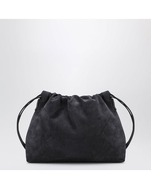 Brunello Cucinelli Black Bc Duo Pouch Midnight Suede Bag With Monile Detail