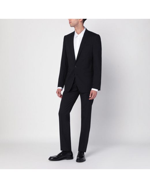 Dolce & Gabbana Black Single-Breasted Virgin Wool Suit for men