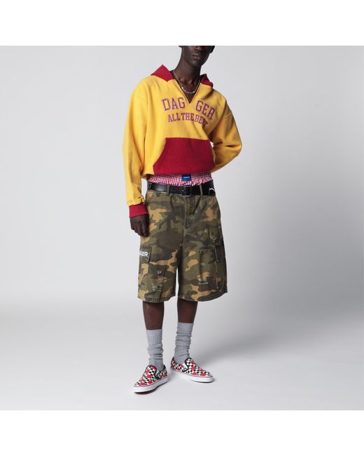 DAGGER Yellow Hooded Terry Cloth Sweatshirt for men