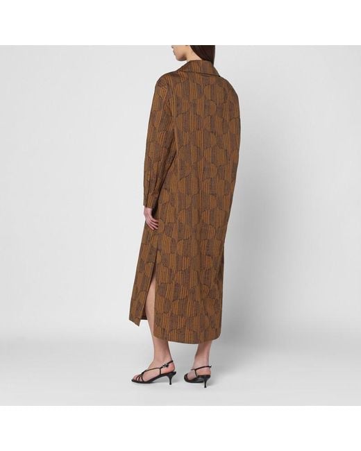 Abito chemisier verde oliva in cotone di Max Mara in Brown