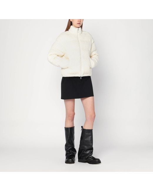 Moncler White Puffer Jacket With Braids