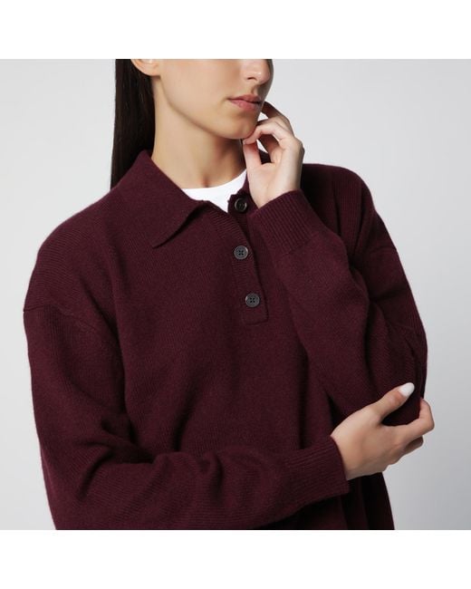Anine Bing Red Cashmere Polo Sweater