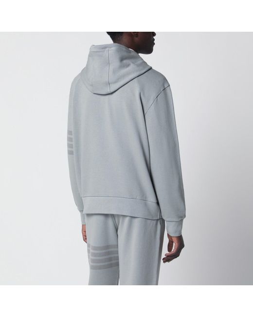 Thom Browne Gray Cotton Hooded Sweatshirt for men