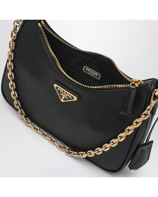 Prada Black Mini Re-Edition Tasche Aus Schwarzem Saffiano