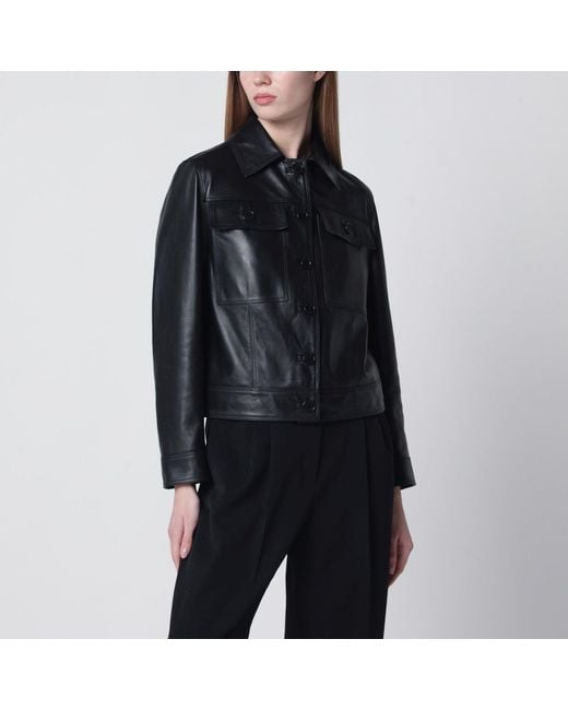 Salvatore Santoro Black Cropped Leather Jacket